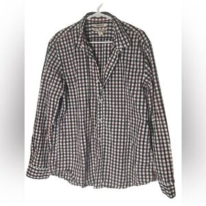 Goodthreads Mens XL Standard Fit Gingham Button Down Shirt Burgundy‎ Navy White
